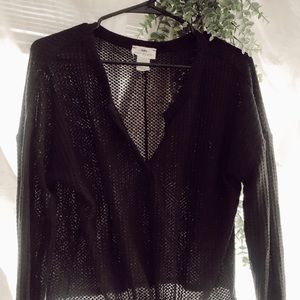 Black Waffle Knit Sweater